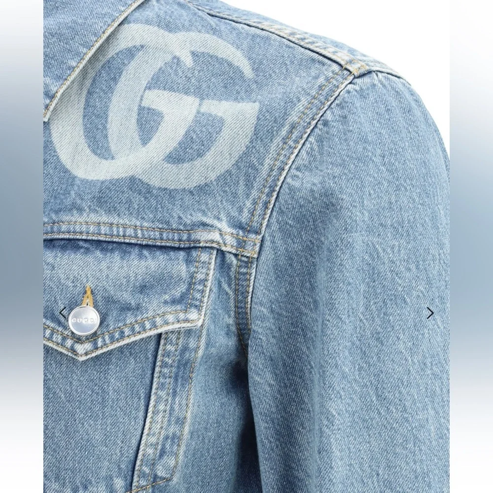 Gucci GG Logo Collared Button Up Denim Men's Jacket sz 54/XXL